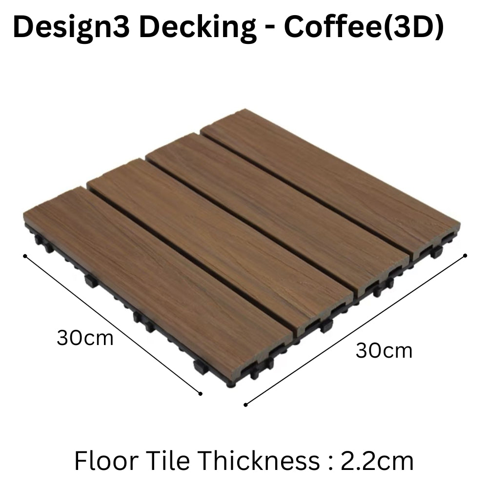 Wooden Plastic Interlocking Decking Tiles (Design 3 Coffee)