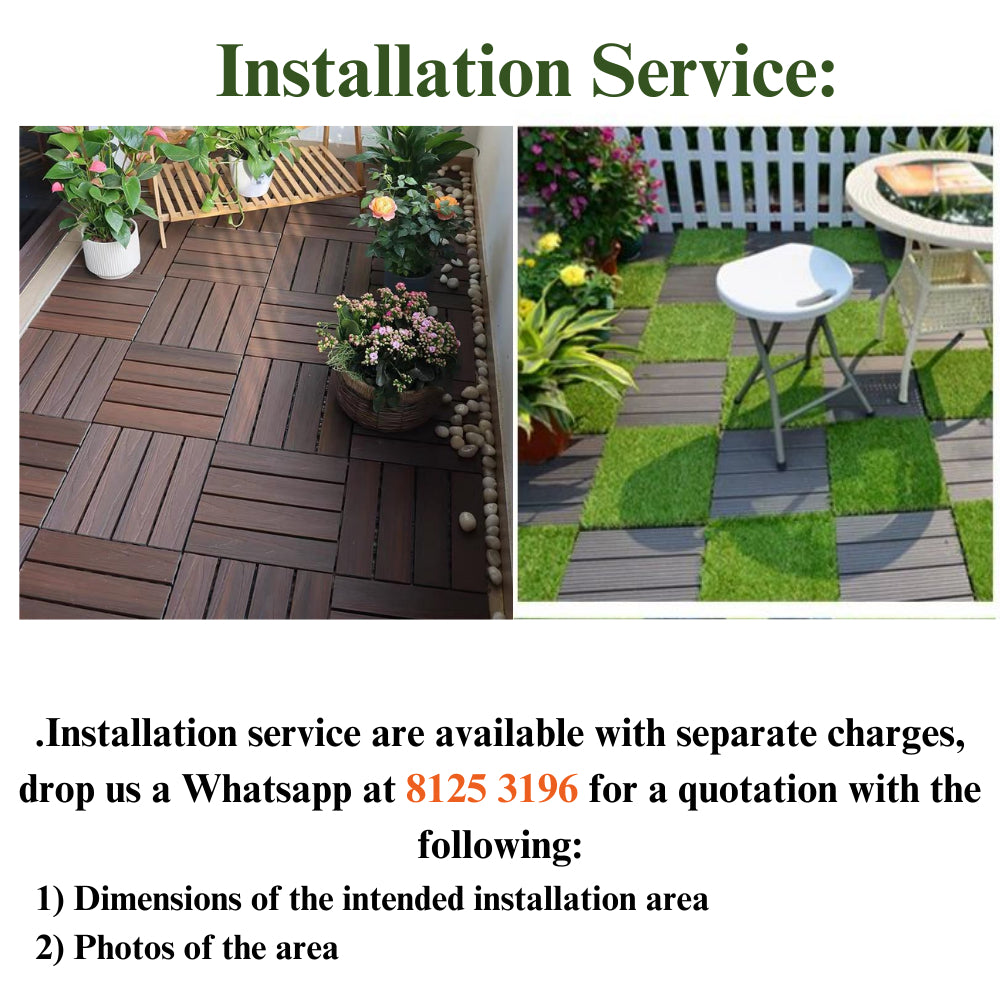Wooden Plastic Interlocking Decking Tiles (Design 3 Brown)