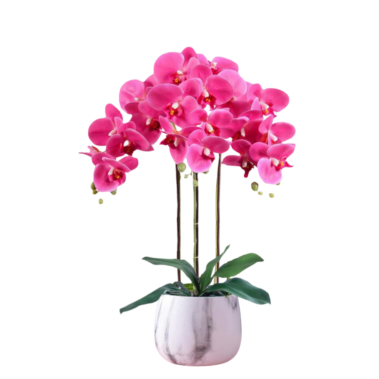 Artificial Purple Orchid in Ceramic Marble Pot