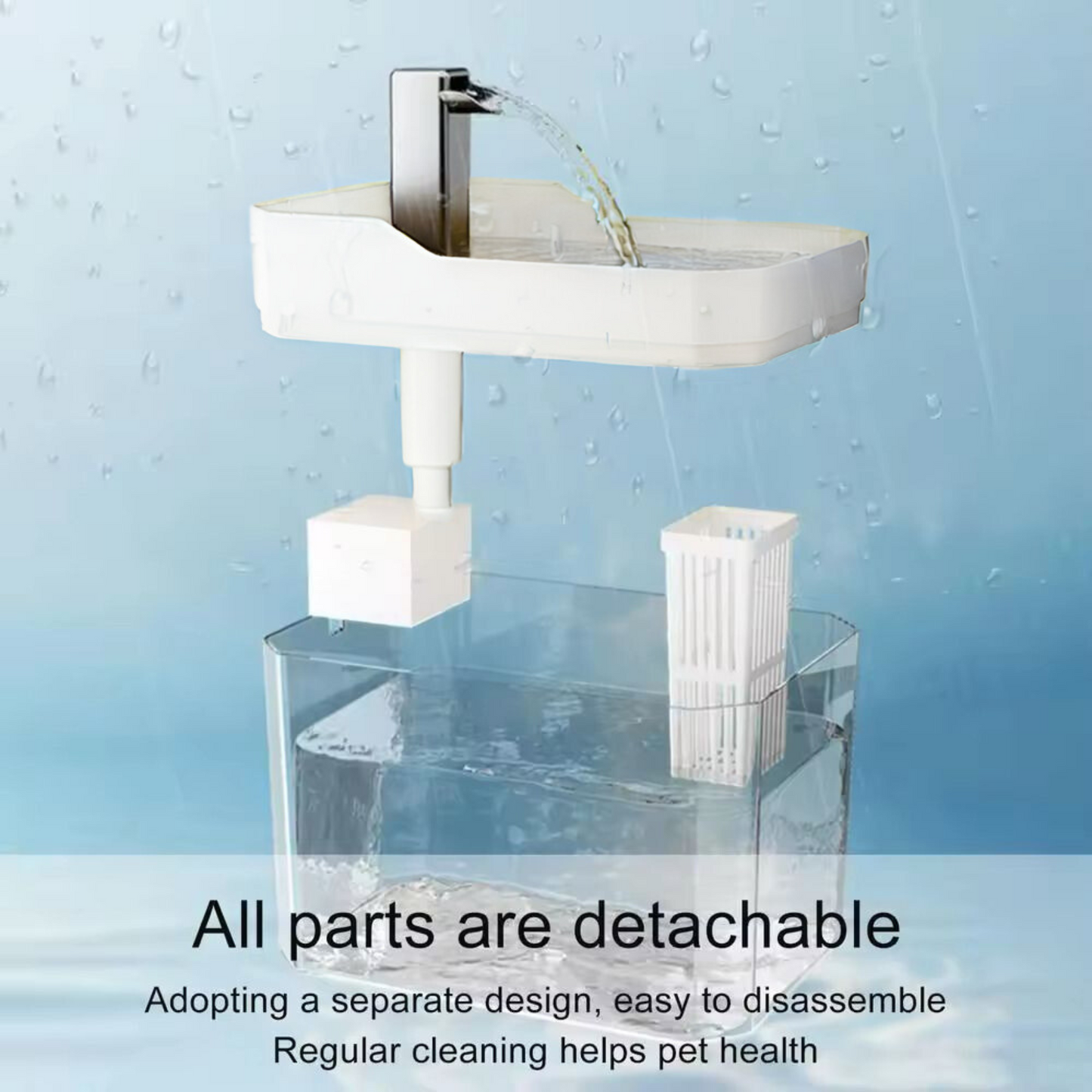 1.5L White Pet Water Fountain with Filter