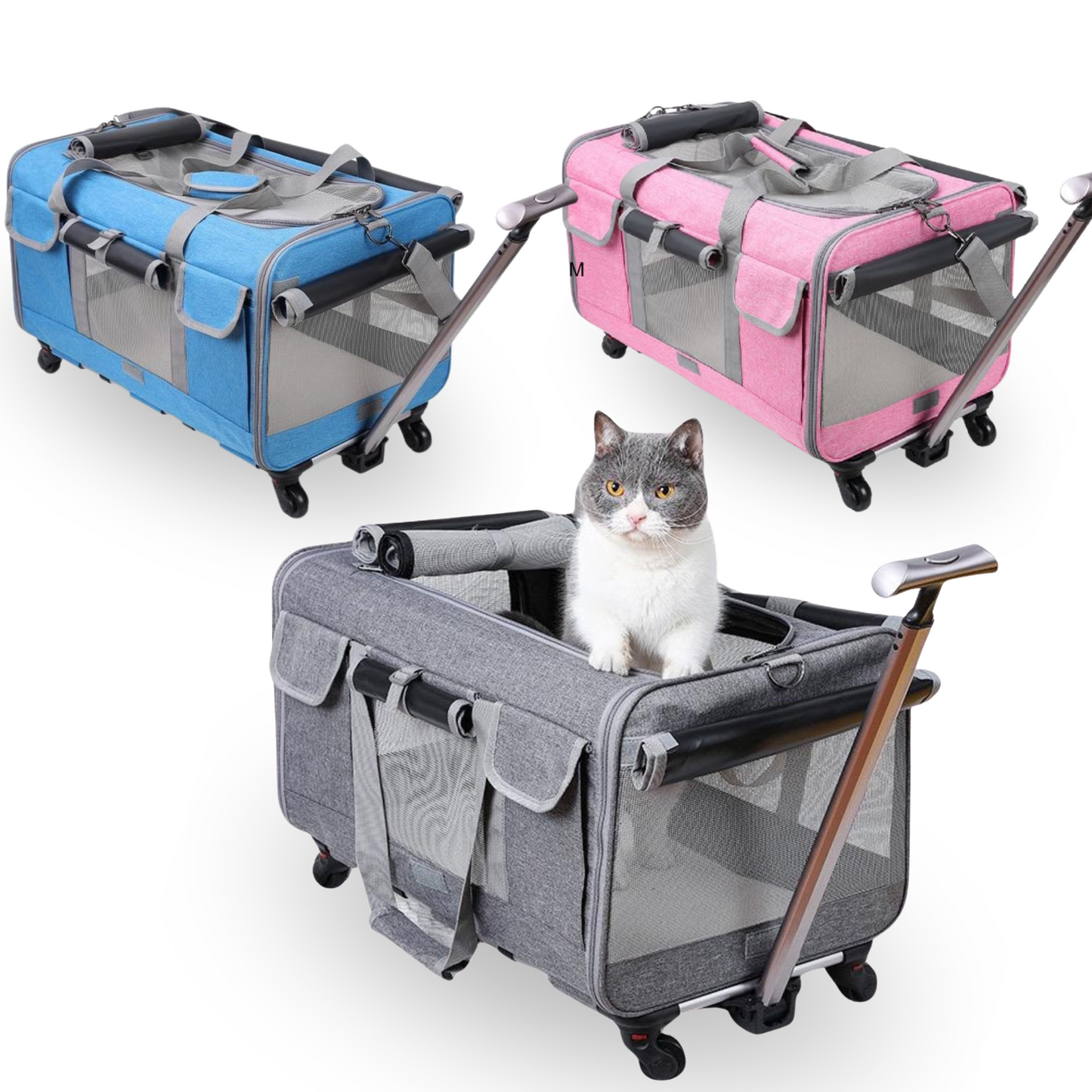 Pet Rolling Carrier Pet Sling and Luggage Trolley Carrier
