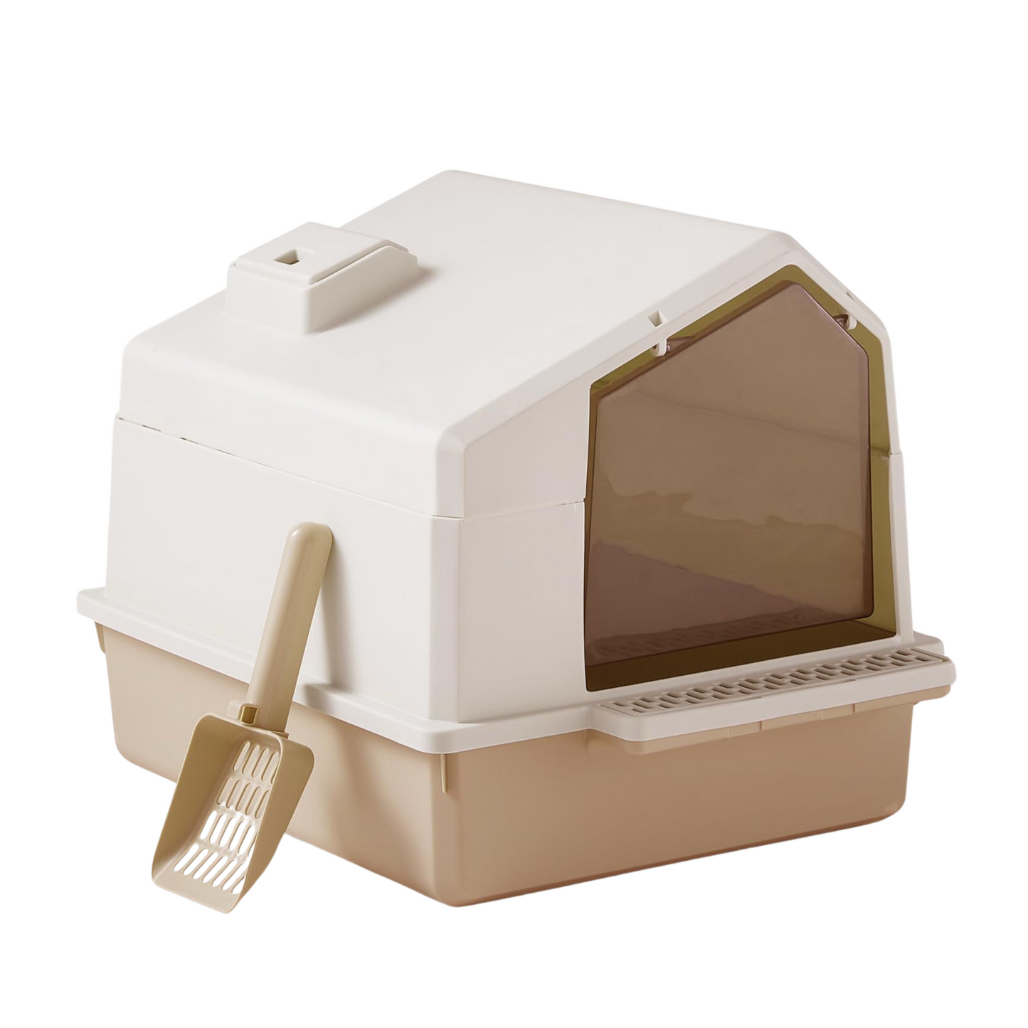 Ice Cube Design Enclosed Litter Box Coffee