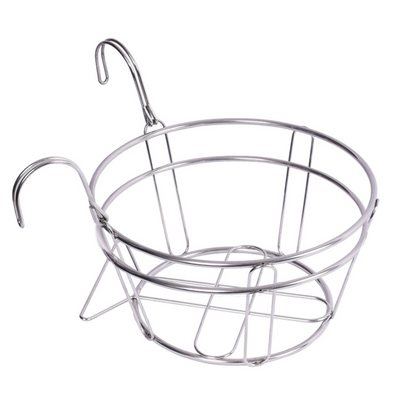 Round Stainless Steel Hanging Basket (White)