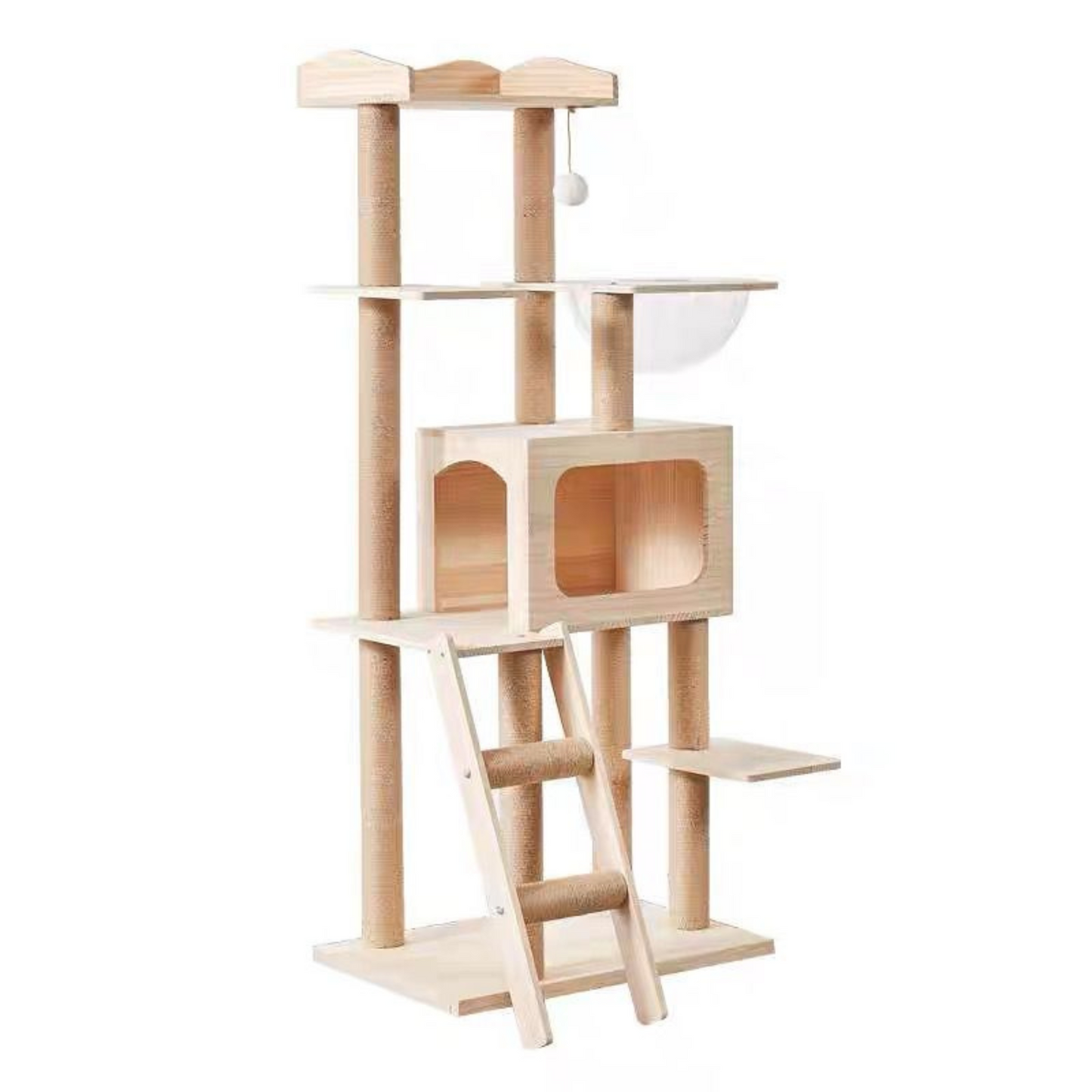 Wood and Sisal Cat Condo (141cm)