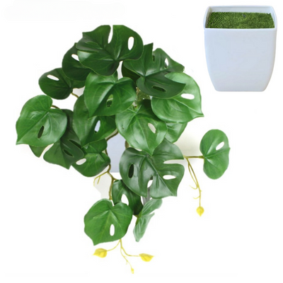 Artificial Mini Potted Monstera Plant in White Pot