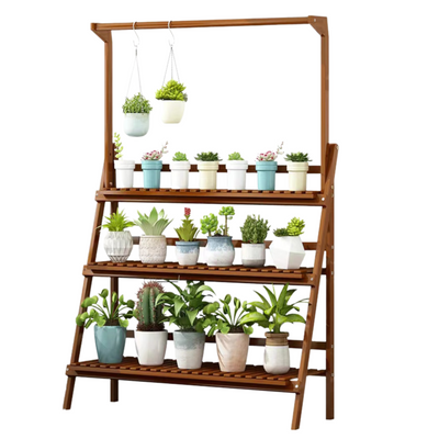 3-Tier Foldable Bamboo Rack Brown