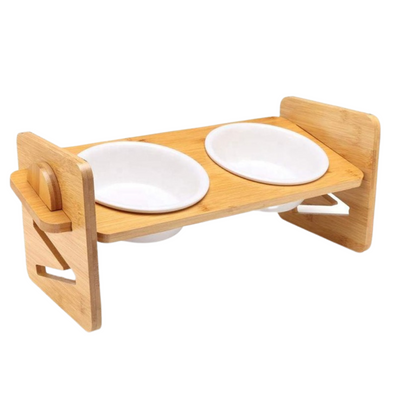 Pet Feeder Bowl (Double - Wood)