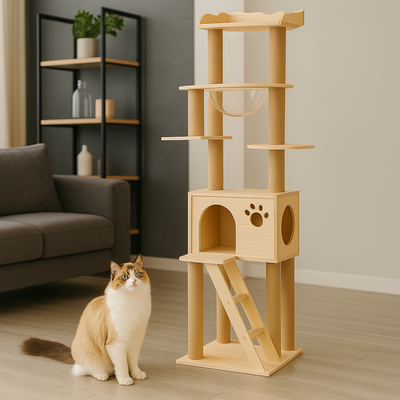 Large Solid Wood Cat Condo