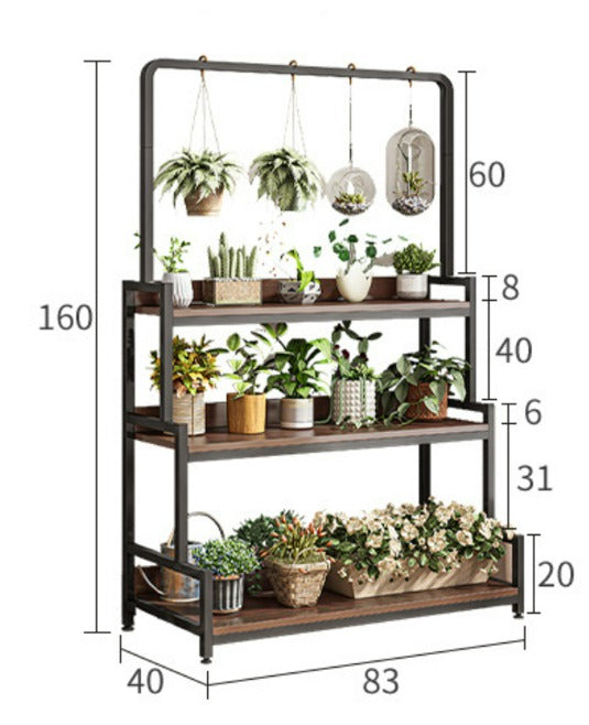 3-Tier Plant Rack Brown 160cm Height