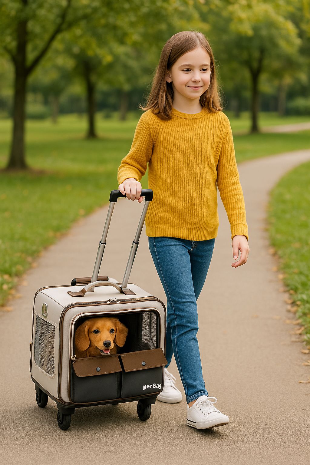 Rolling Pet Carrier Backpack with Wheels For Cat Dog