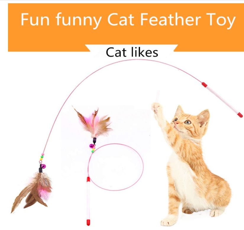 Cat Teasers Wand Toys with Feather