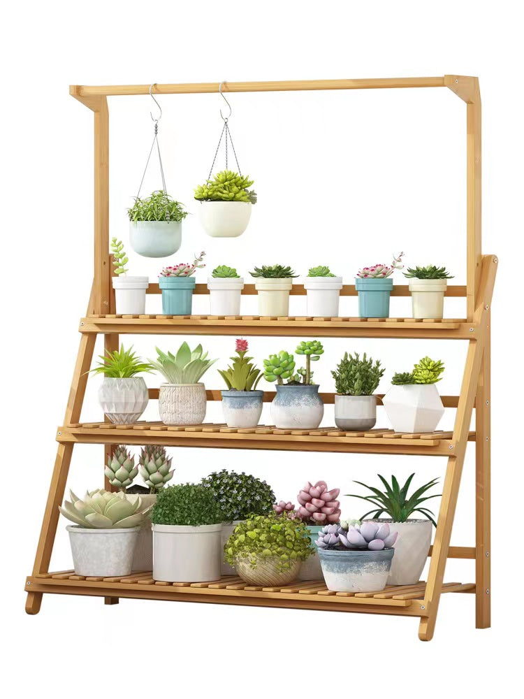 3-Tier Foldable Bamboo Rack Nature Color