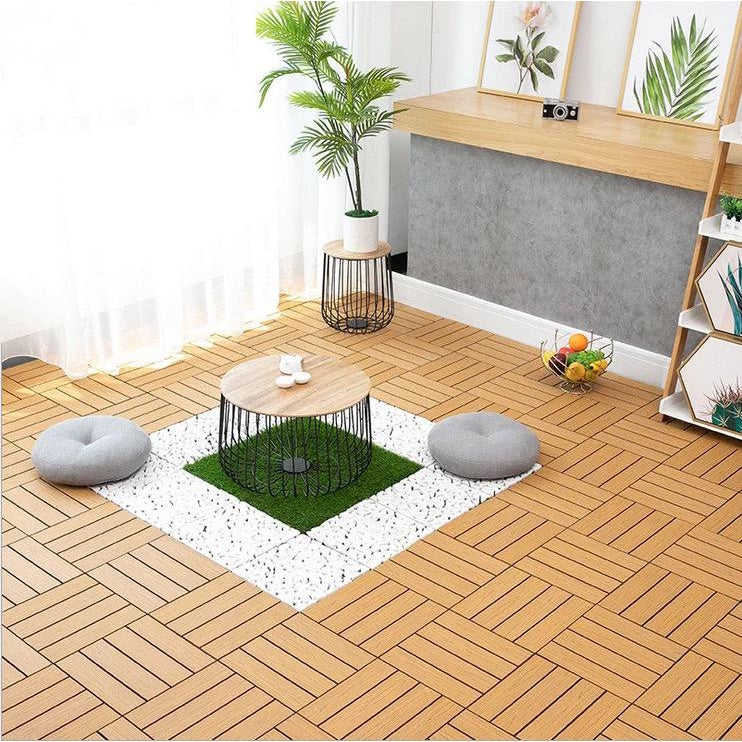 Wooden Plastic Interlocking Decking Tiles (Design 2 Black)