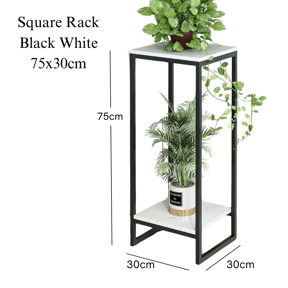 2 tier square plant rack Black