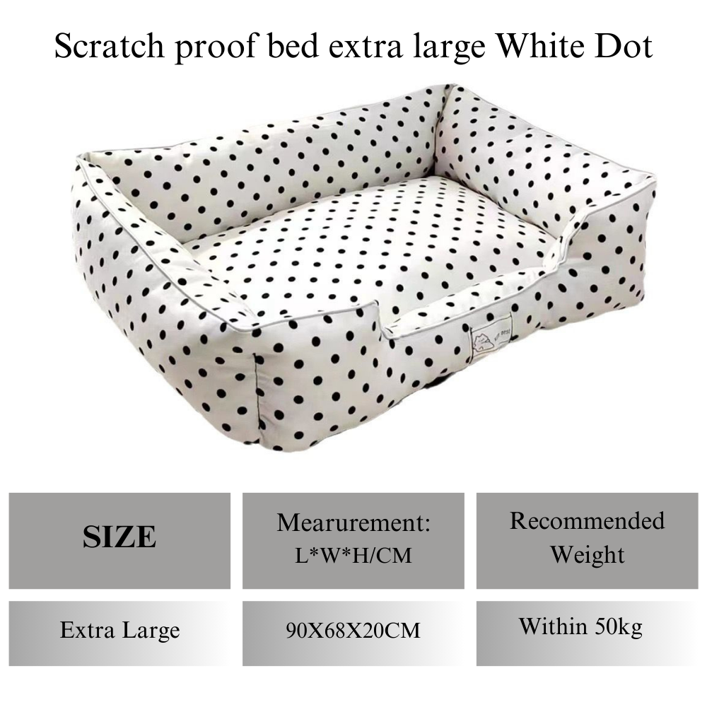 Scratch Proof Pet Bed (White Dot)