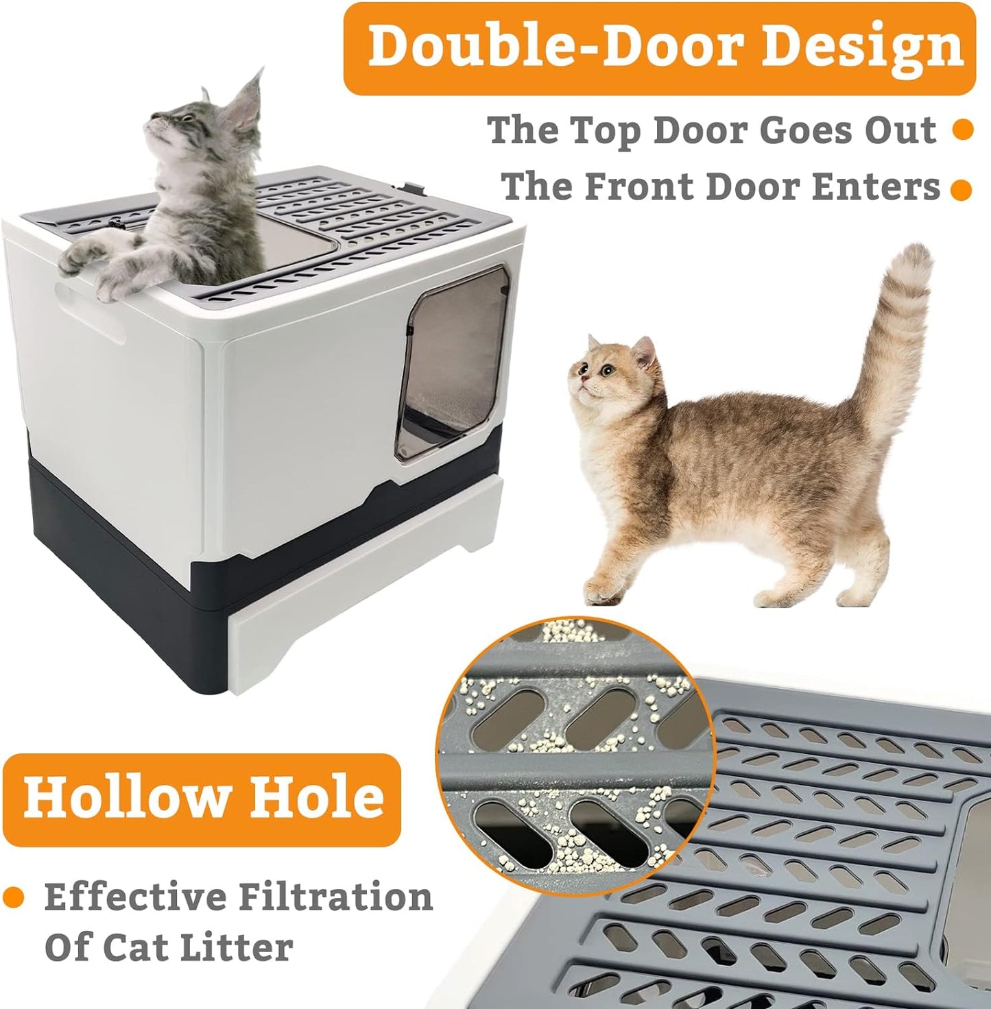 Foldable Enclosed Litter Box with Drawer (45cm)