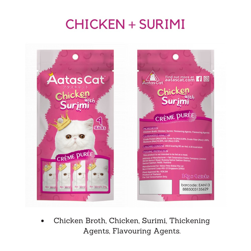 Aatas Cat Crème Purée Smooth Creamy Purée (14g x 4 sticks)