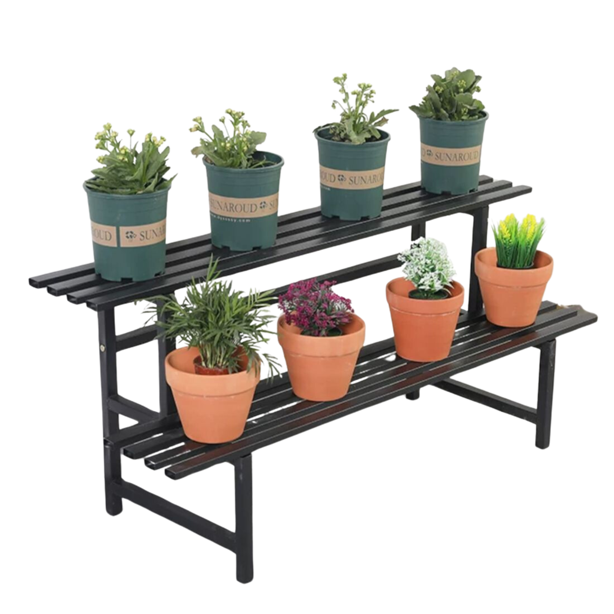 Stainless Steel Plant Rack Black 2 Tier