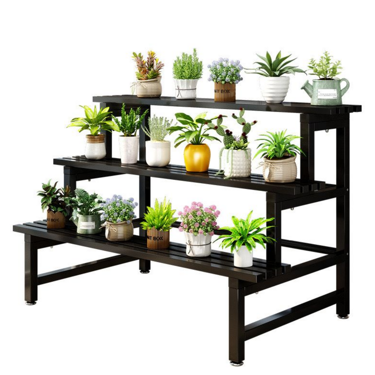 Botanical Rack Stainless Steel Plant Rack Black 3 Tier