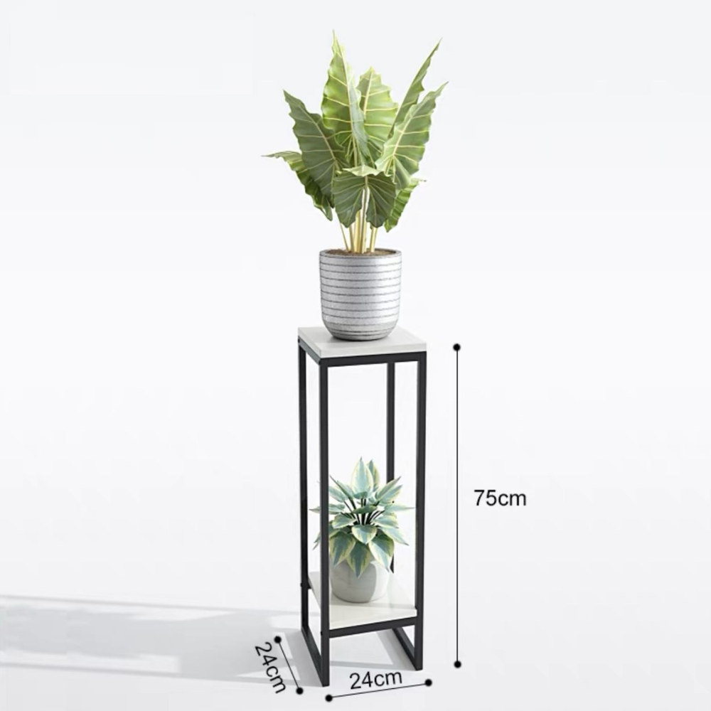 2 tier square plant rack Black