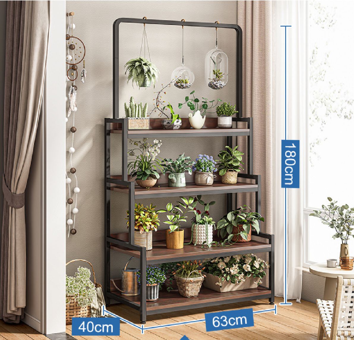 4-Tier Plant Rack Brown 180cm Height