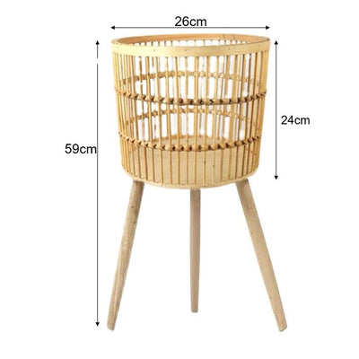 Three Legged Vertical Line Bamboo Basket