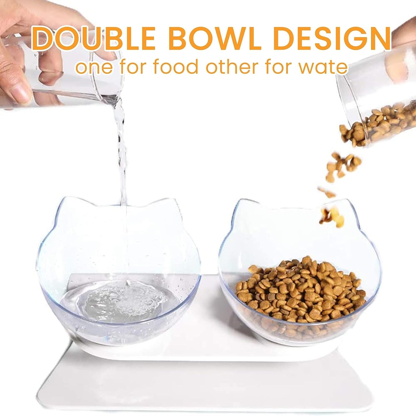 Pet Feeder Bowl (Double - Transparent)