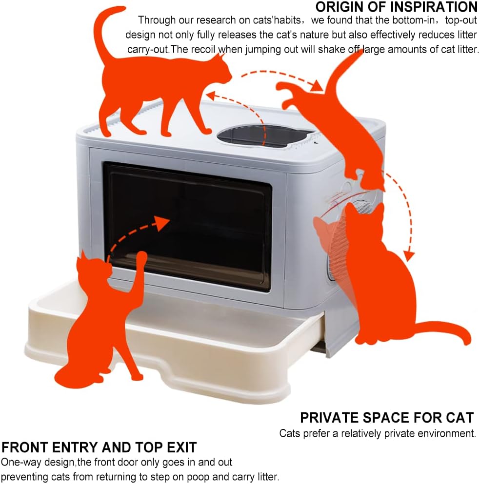 Foldable Top Entrance Litter Box with Drawer(41cm)