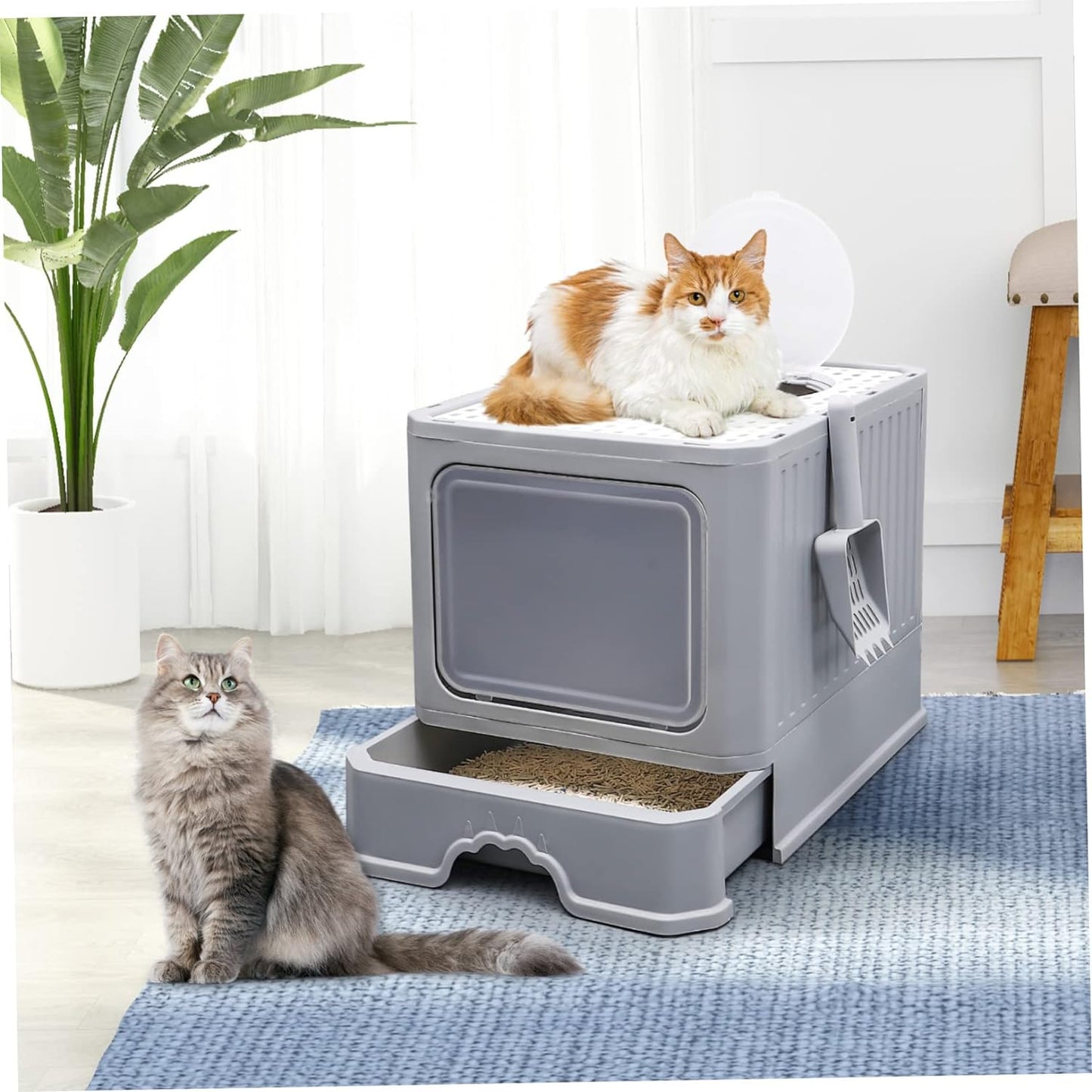 Foldable Enclosed Litter Box with Drawer(35cm)