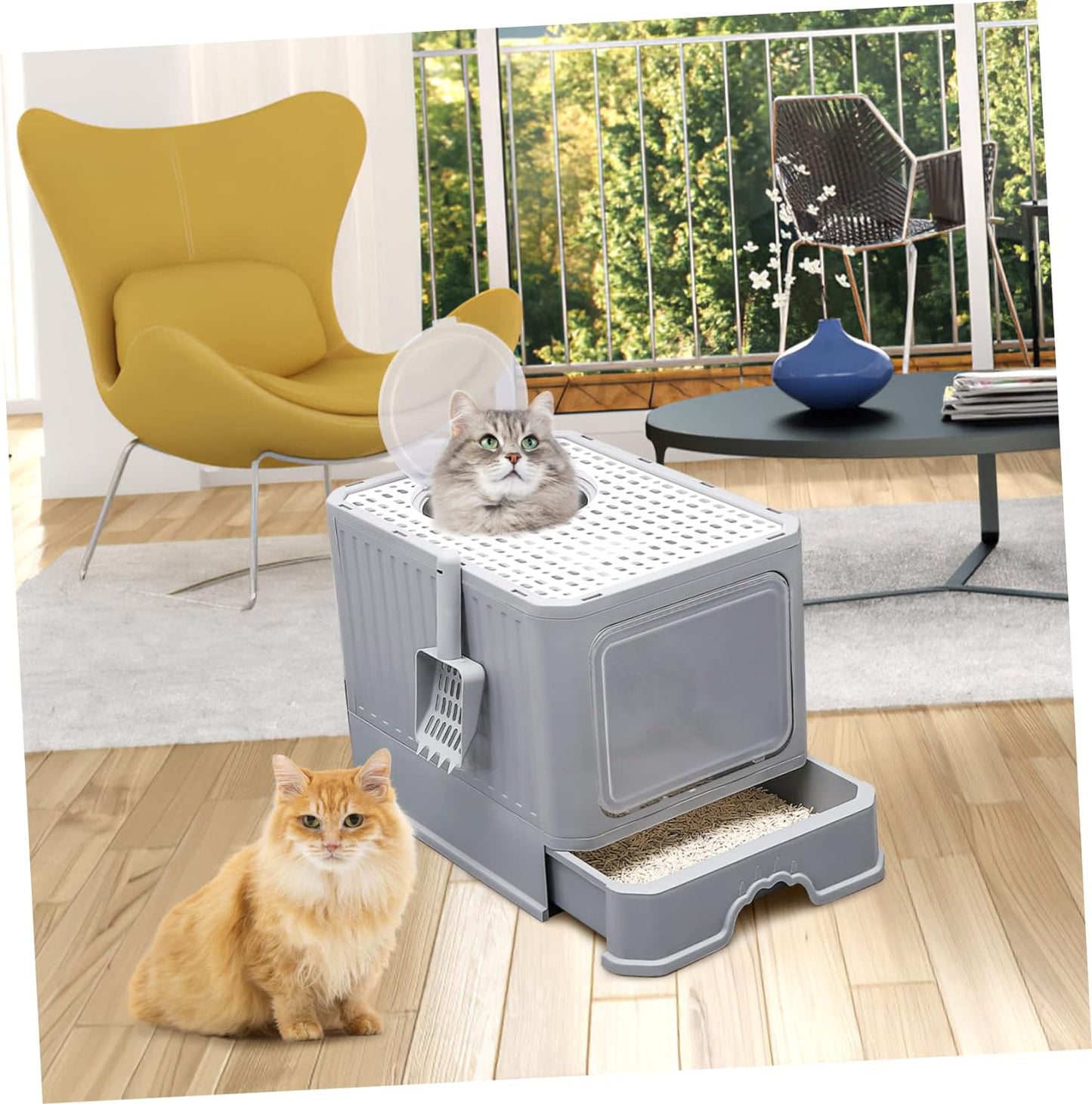 Foldable Enclosed Litter Box with Drawer(35cm)