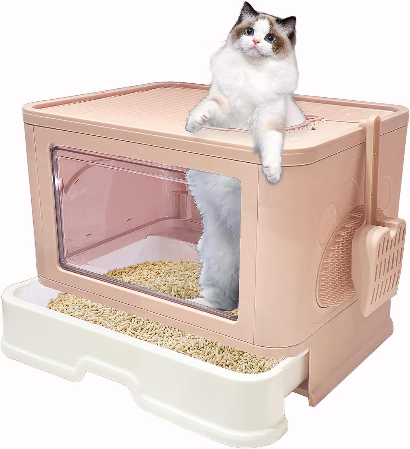 Foldable Top Entrance Litter Box with Drawer(41cm)