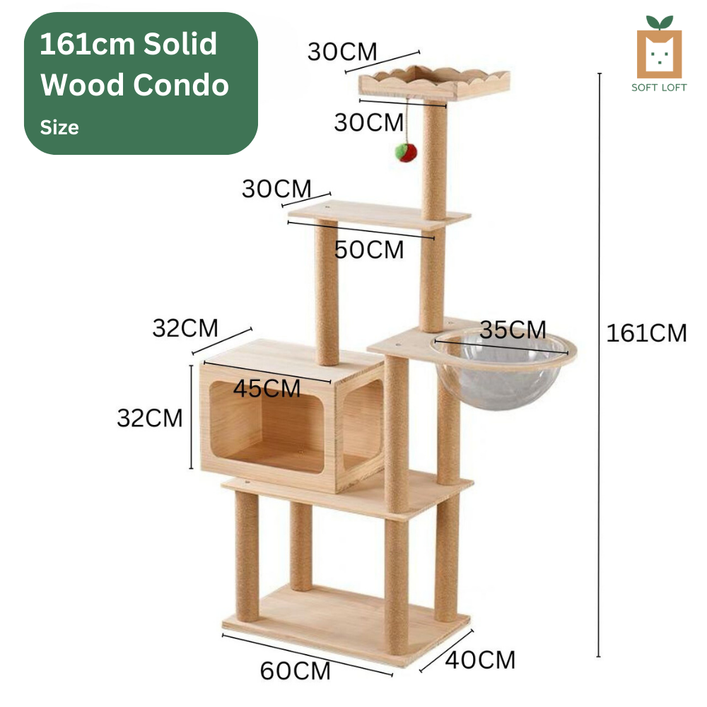 Wood and Sisal Cat Condo (161cm)