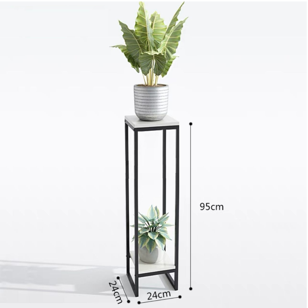 2 tier square plant rack Black