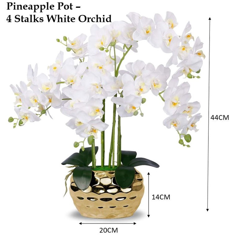 Artificial Orchid in Pot - Hammered Gold (60cm)