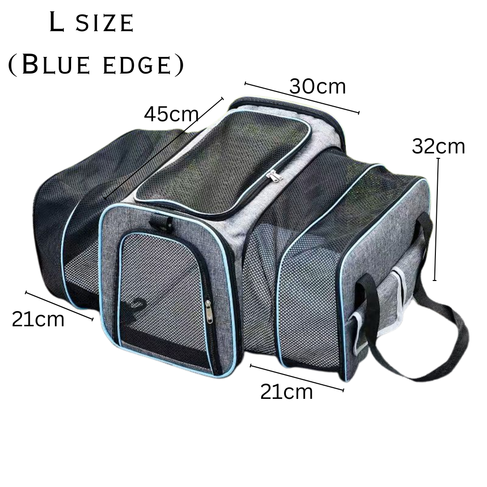 Extendable Mesh Shoulder Pet Carrier Bag - Blue