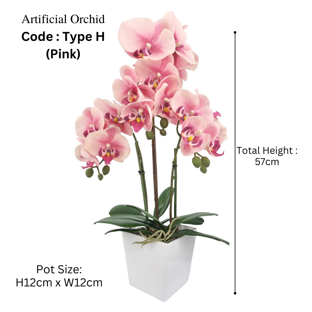 Artificial Orchid in Pot - White (57cm)