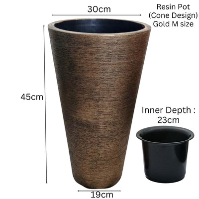 Resin Cone Plant Pot (Gold)