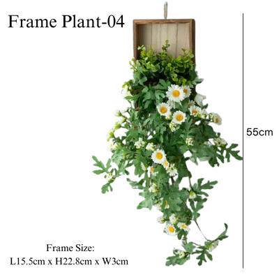 Artificial Little Daisy Eucalyptus Hanging Wooden Frame