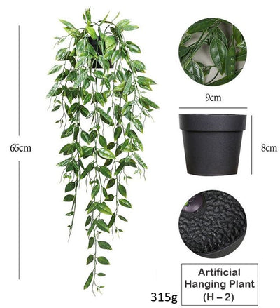 Artificial Hanging Plants In Black Pot H-2