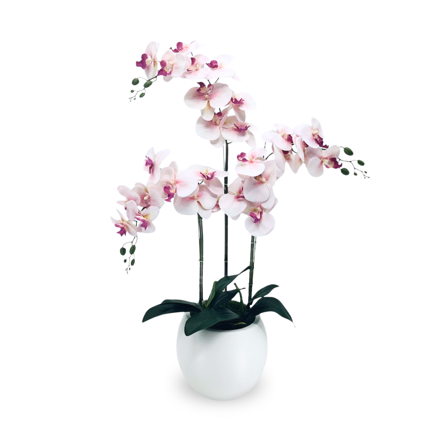 Artificial Pink Orchid in Elegant Resin Pot (80cm)