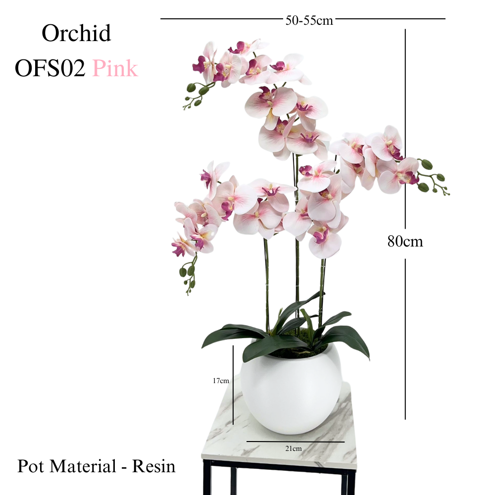 Artificial Pink Orchid in Elegant Resin Pot (80cm)