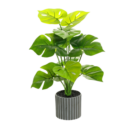 Artificial Small Potted Plant - Striped Pot (29 cm)