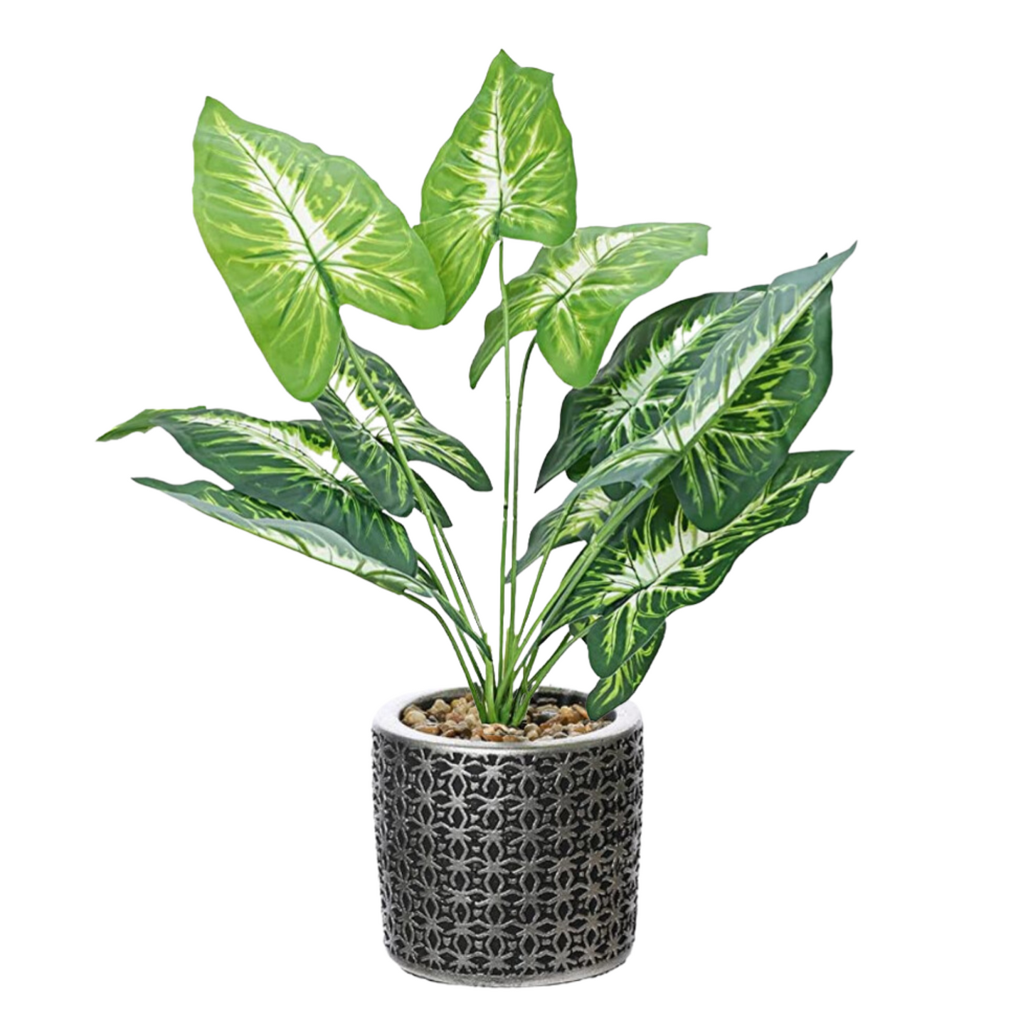 Artificial Small Potted Plant - Patterned Pot (43 cm)
