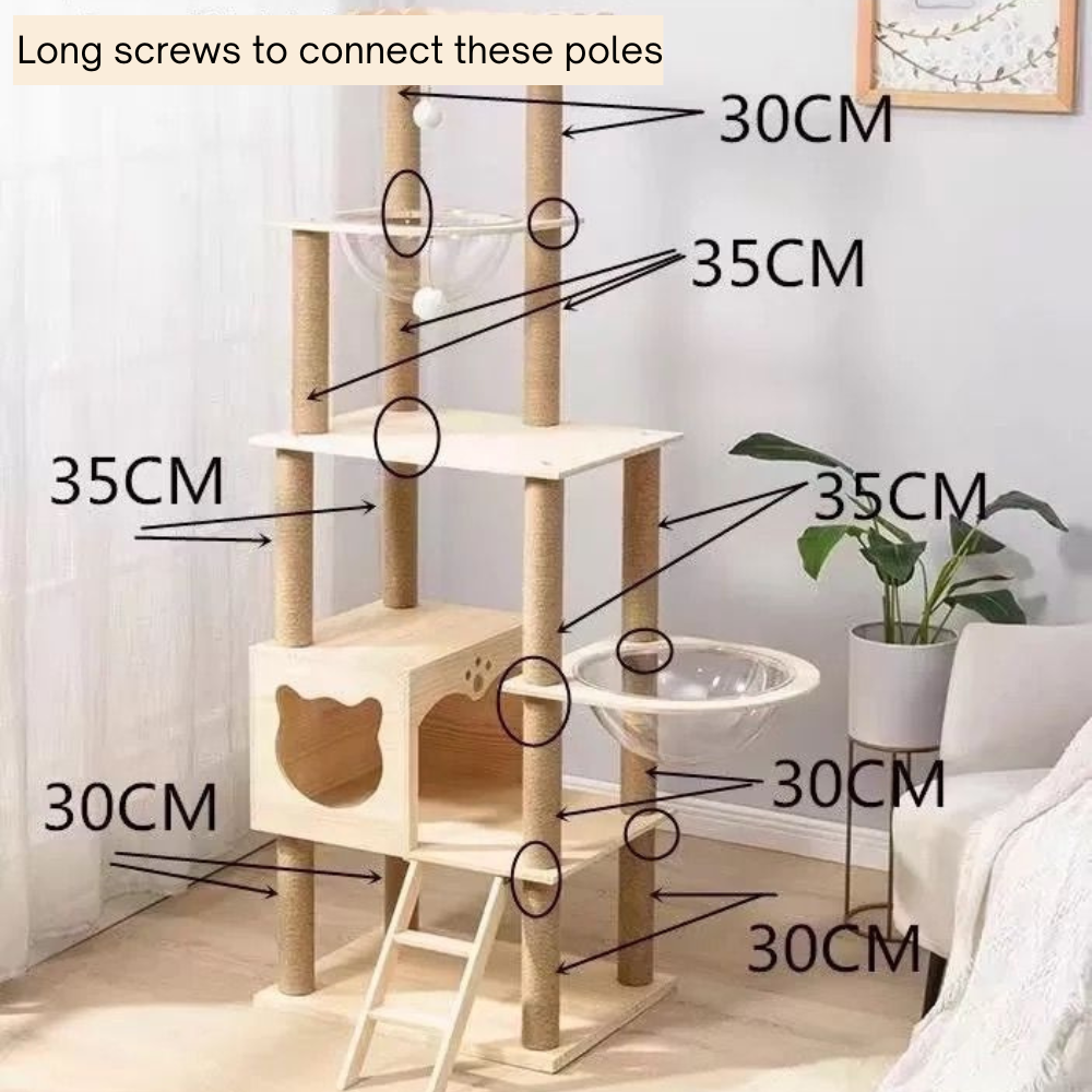 Wood and Sisal Cat Condo (173cm)