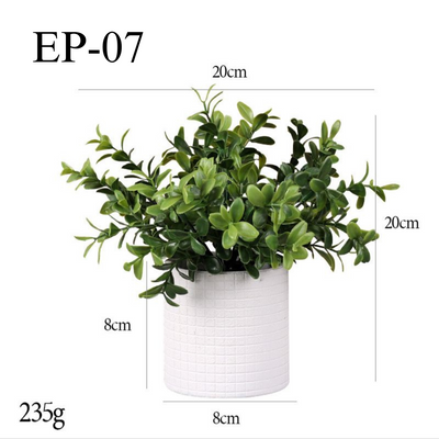 Artificial Small Eucalyptus Table Plants in White Pulp Pot