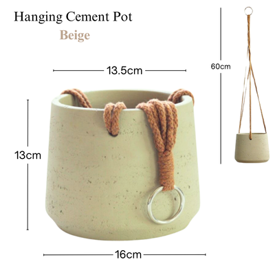 Hanging Cement Pot - Beige (60cm)