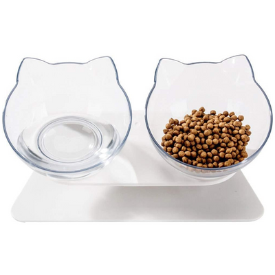 Pet Feeder Bowl (Double - Transparent)