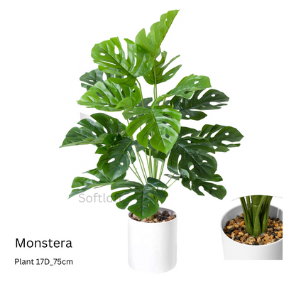 Artificial Monstera 75cm Tall in White Pot