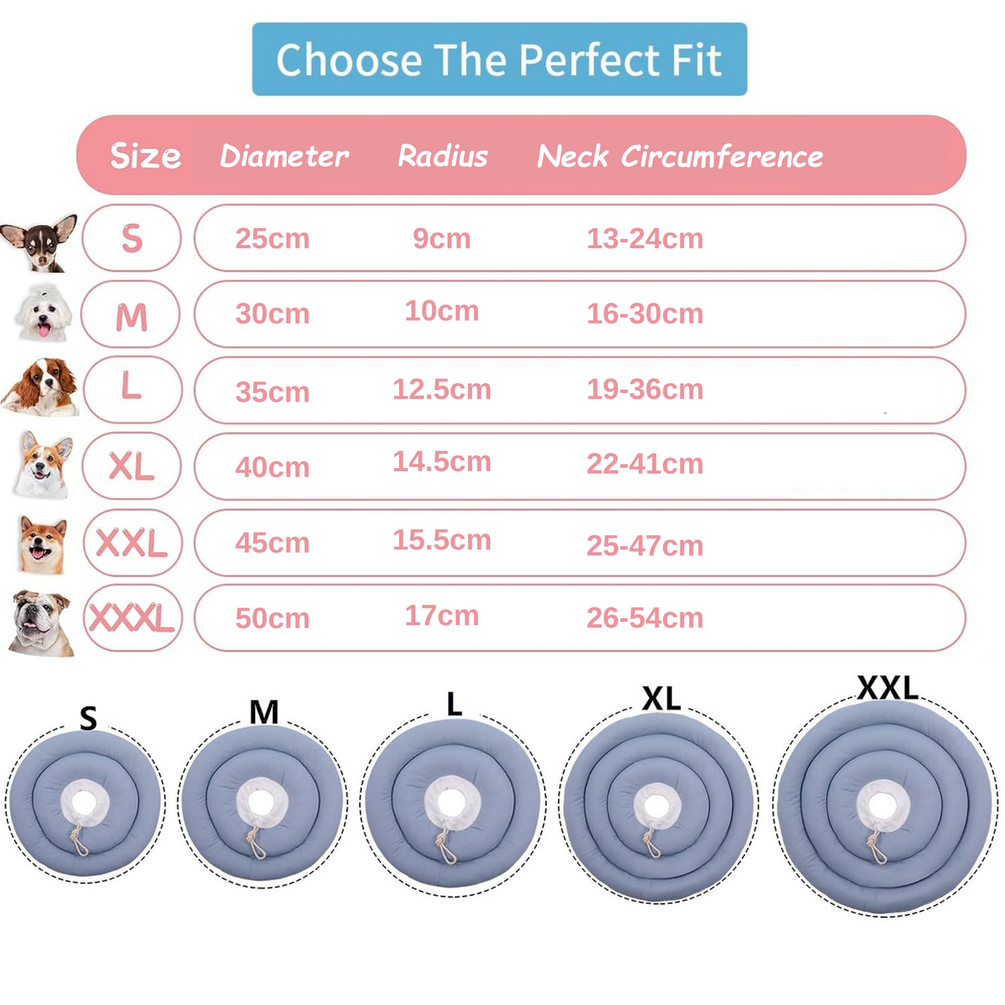 Donut Design Thick Cushion Pet Collar (Blue)