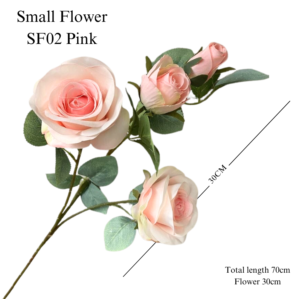 Artificial Rose Flower with Leave (3 stems)